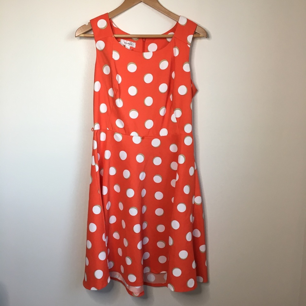 Dressbarn Super Cute Orange Polka Dot Swing Flare Party Dress